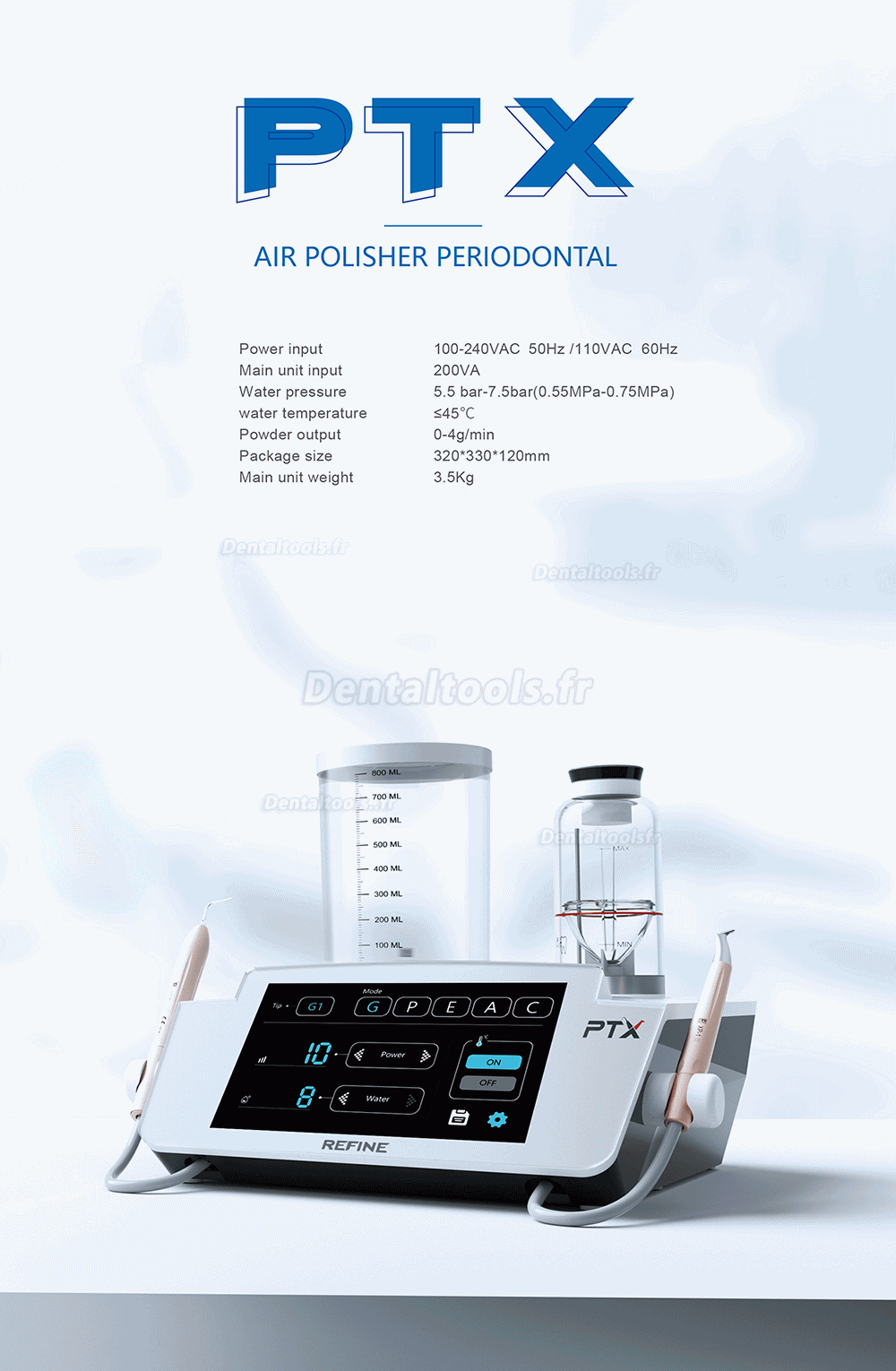 Refine PT X 2 in 1 Détartreur à ultrasons avec aéropolisseur dentaire